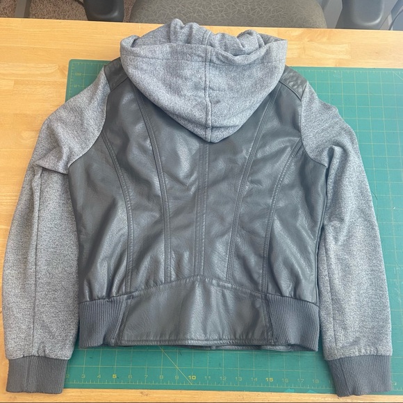 BSweet Faux Leather Grey Bomber Jacket Size XL - Picture 3 of 7